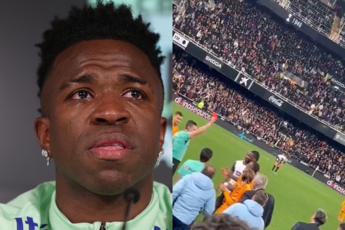 Vini Jr. é expulso por agressão em estádio onde sofreu racismo e se revolta