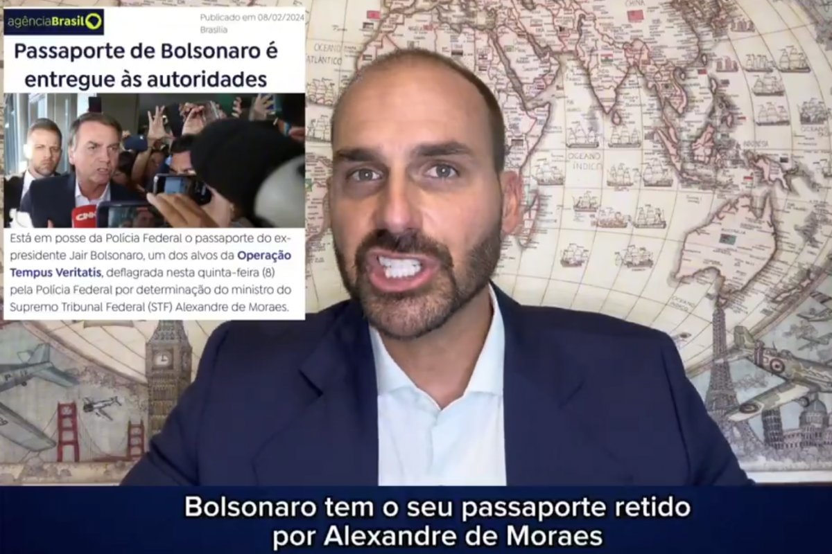 Eduardo Bolsonaro cobra posicionamento de Moraes após pai ser convidado para posse de Donald Trump