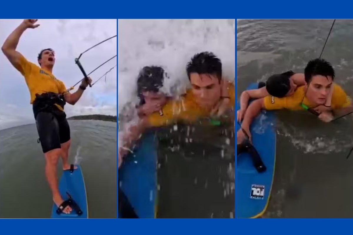 Vídeo: adolescente é resgatada de afogamento pelo kitesurfista olímpico Bruno Lobo
