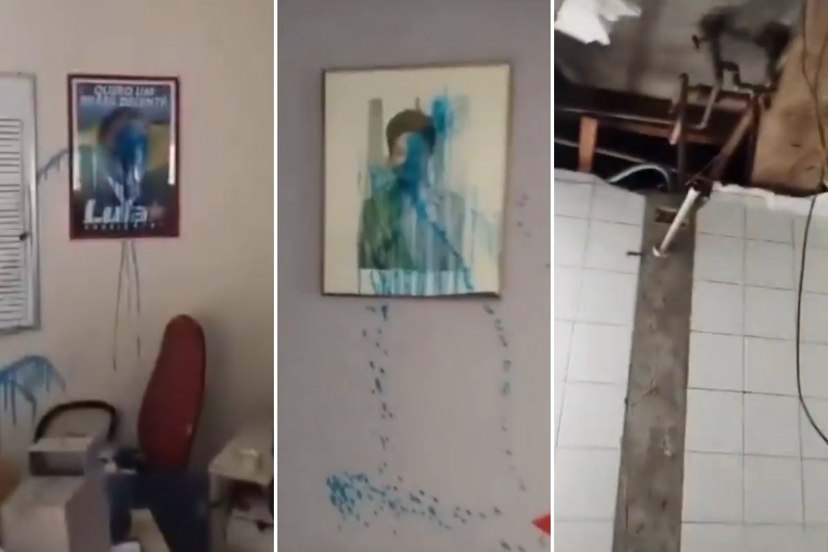 Vídeo: sede do PT em cidade paulista é depredada; fotos de Lula e Dilma foram vandalizadas
