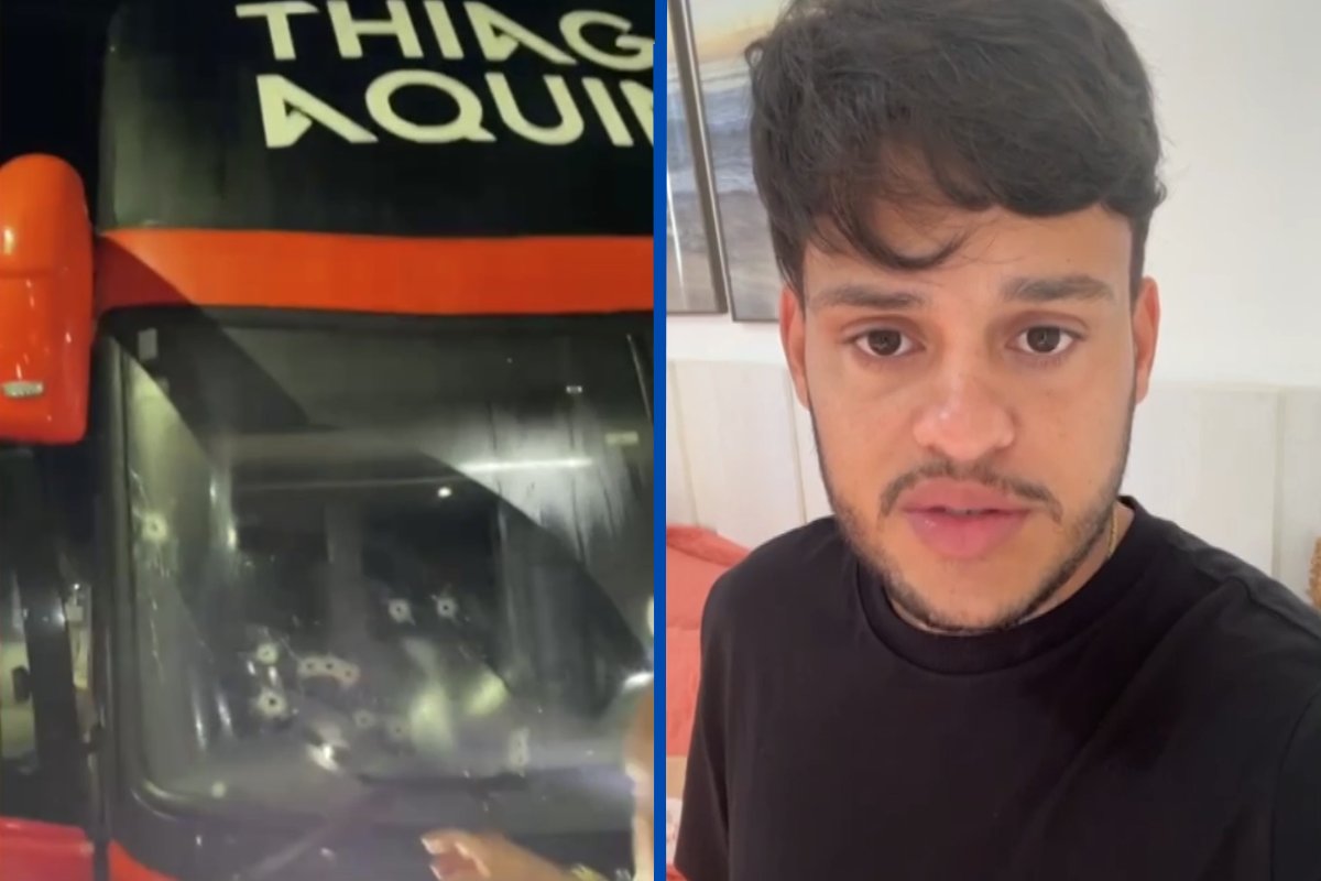 Vídeo: ônibus com músicos e produtores do cantor Thiago Aquino é atingido por disparos de arma de fogo em tentativa de assalto na Bahia