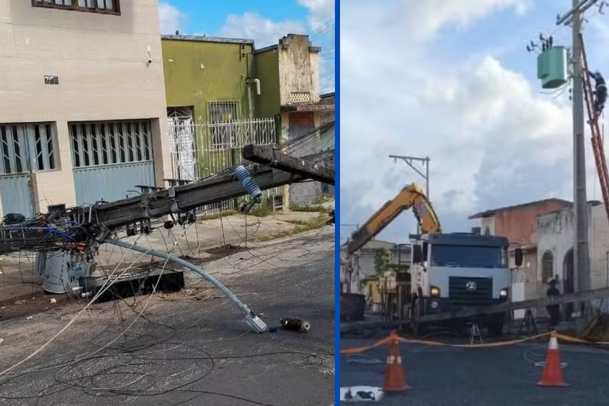 Motorista derruba três postes, deixa moradores sem energia em Alagoinhas e foge