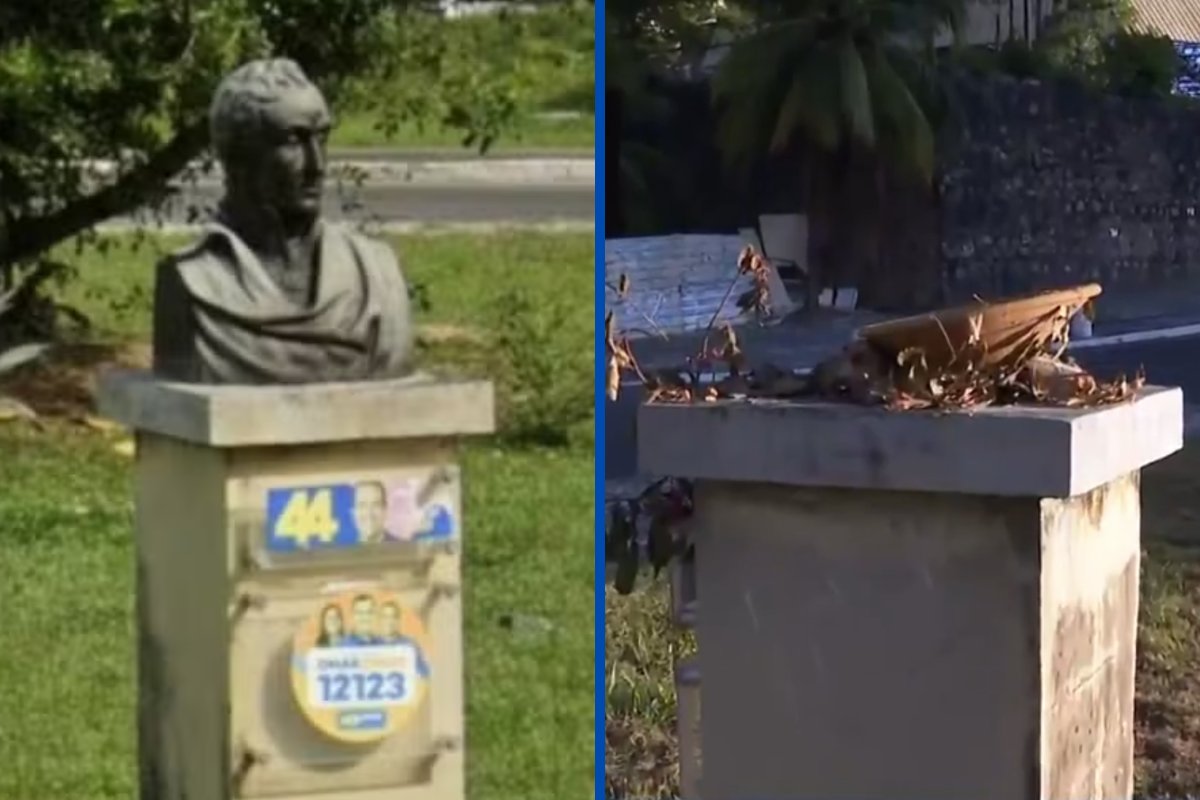 Busto de Simón Bolívar, monumento histórico, desaparece de avenida movimentada em Salvador