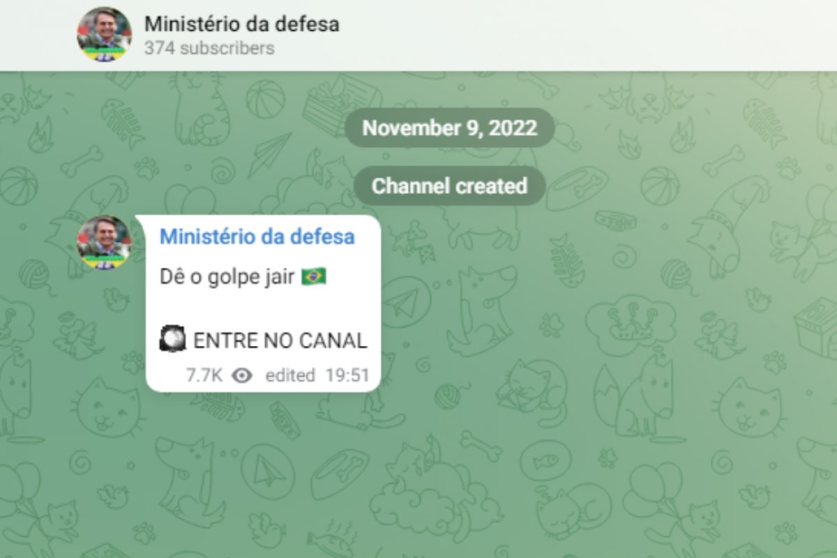 Ministério da Defesa de Bolsonaro compartilhou link de canal com pedido de golpe em 2022