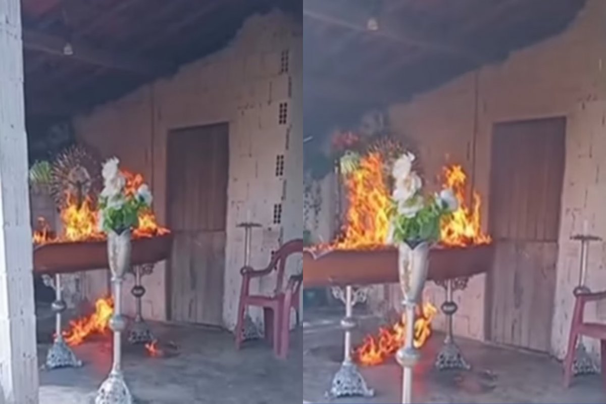 Vídeo: Facção criminosa invade velório e ateia fogo em corpo de rival no CE