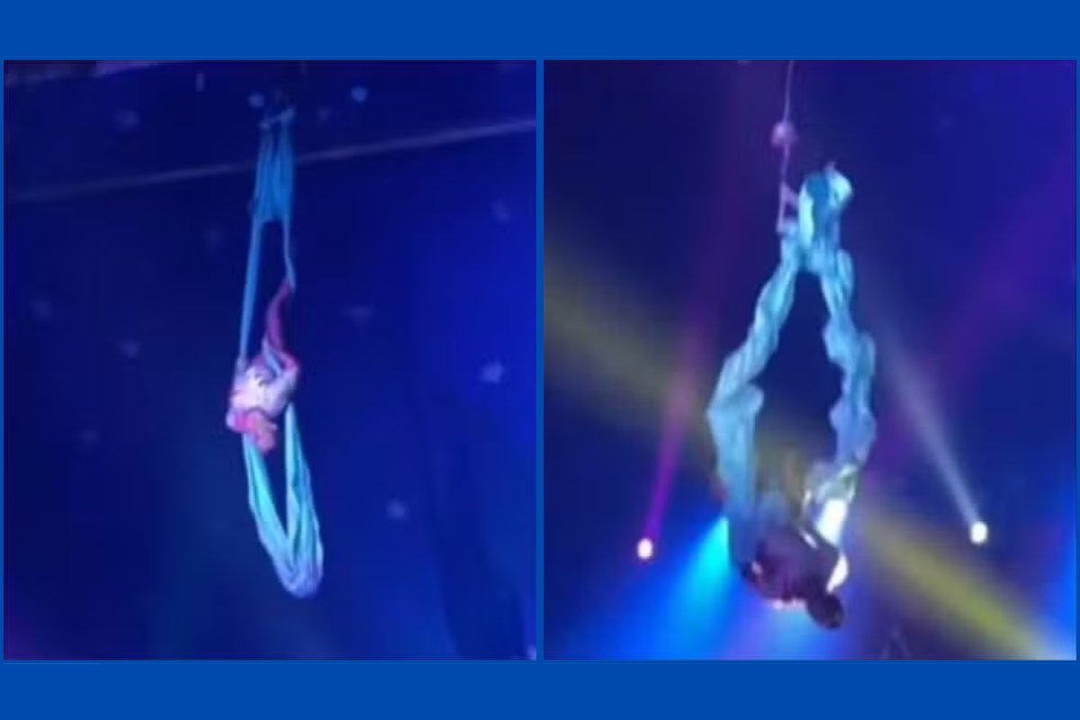 Vídeo: acrobata cai de altura de 6 metros durante apresentação em circo no Ceará