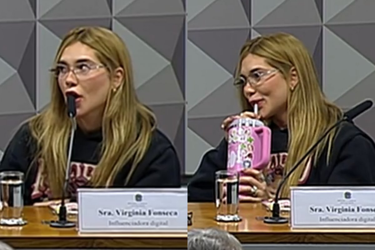 Vídeo: Virginia confunde microfone com garrafa e "chupa" o equipamento durante depoimento à CPI das Bets