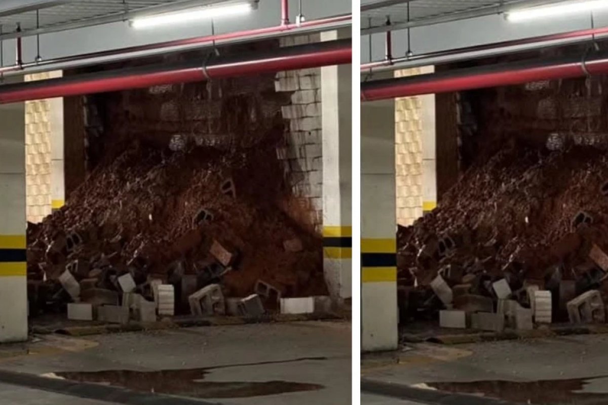 Parte da estrutura do estacionamento do Salvador Shopping desaba
