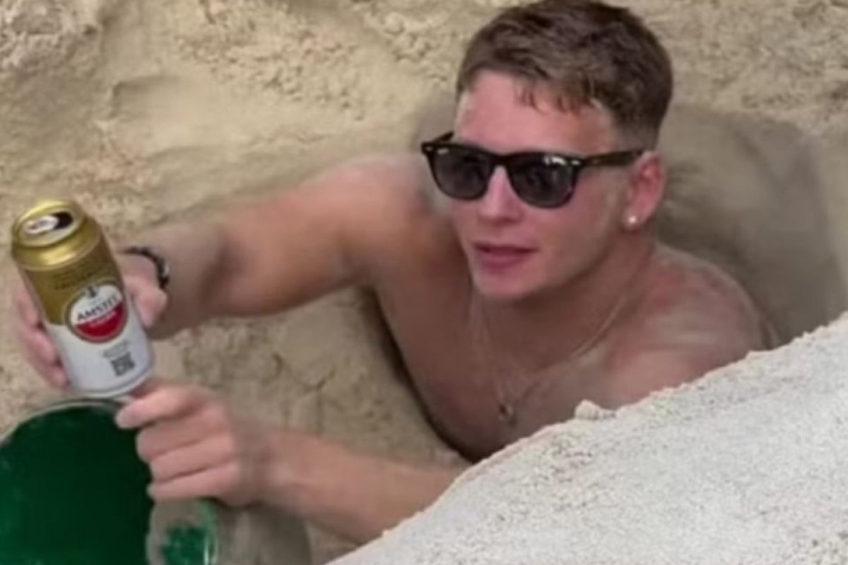 Vídeo: turista britânico cava buraco e fica 3 horas preso nas areias de Copacabana