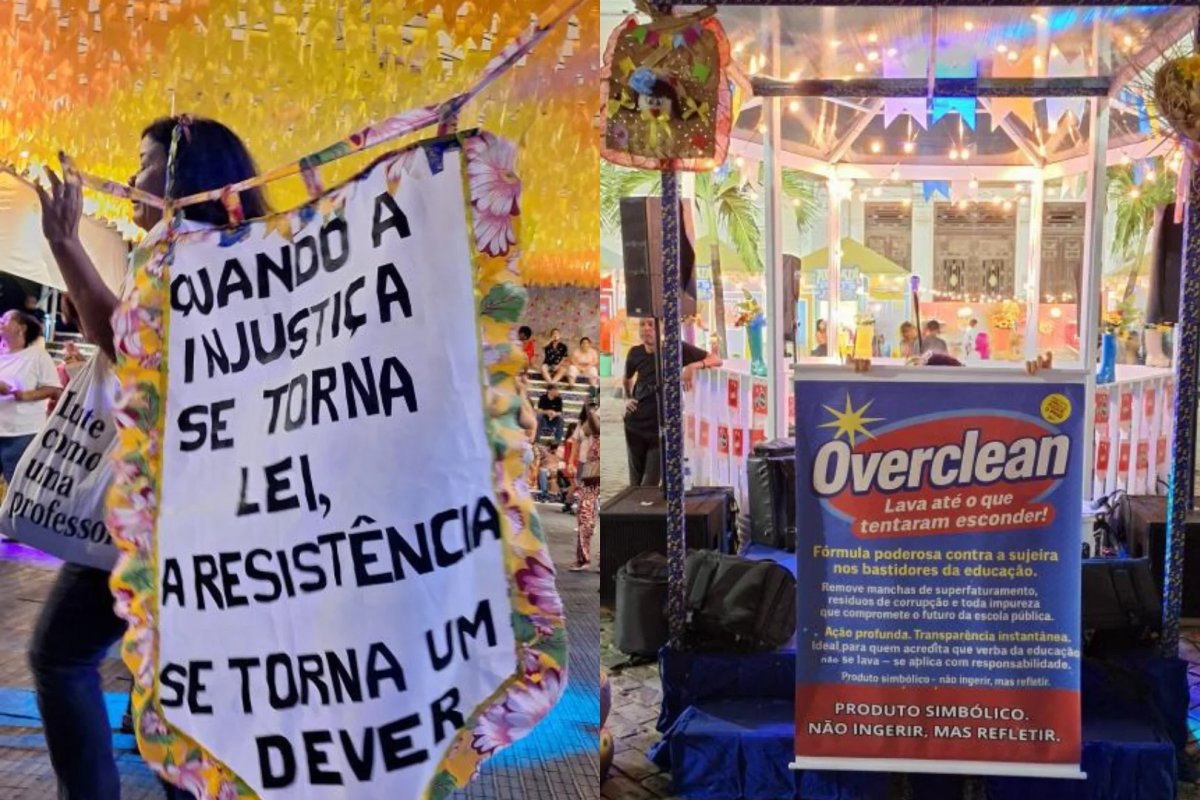 "Quadrilha Overclan": servidores da rede municipal de Salvador protestam na abertura do "Arraiá da Prefs"; assista