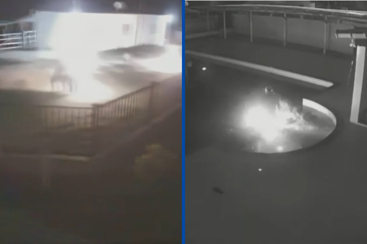 Vídeo: homem ateia fogo em companheira com filho no colo; vítima pulou em piscina para apagar chamas