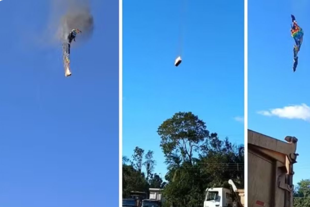 Vídeo: Balão incendeia durante voo, cai e deixa mortos em Santa Catarina