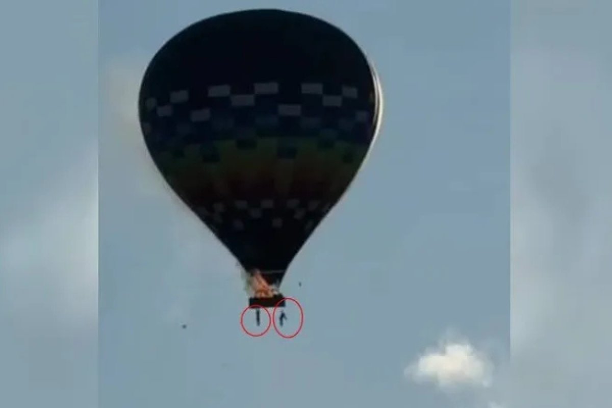 Novo vídeo publicado na web mostra que passageiros pularam do balão em chamas; veja 