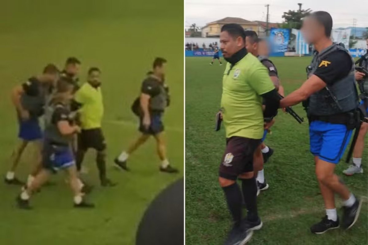 Vídeo: Árbitro de futebol é preso por tráfico de drogas durante partida no litoral de SP