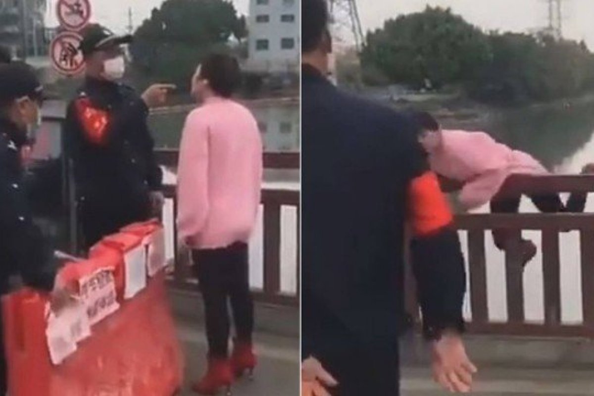 Chinesa tenta pular de ponte após ser barrada em bloqueio contra coronavírus