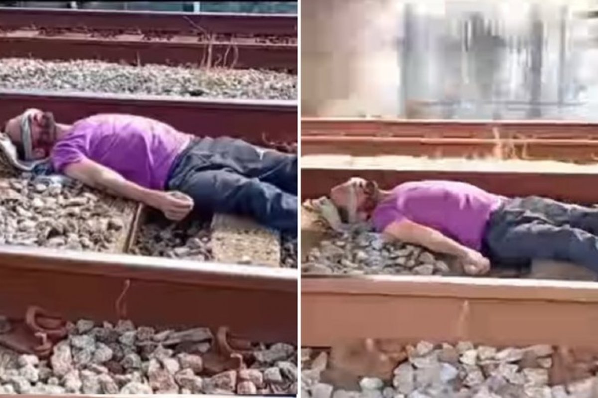 Vídeo: suposto criador de conteúdo deita em trilho de trem na Grande SP