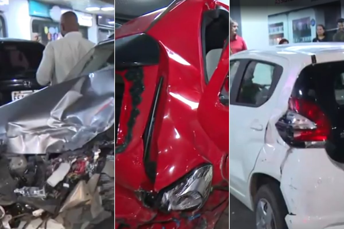 Vídeo: Carro de luxo invade estacionamento de shopping em Salvador e atinge três veículos