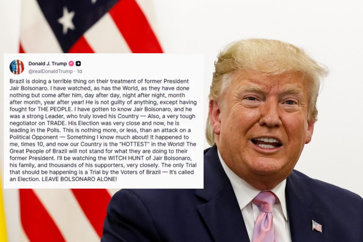 Trump volta a defender Bolsonaro nas redes e alega perseguição política contra aliado