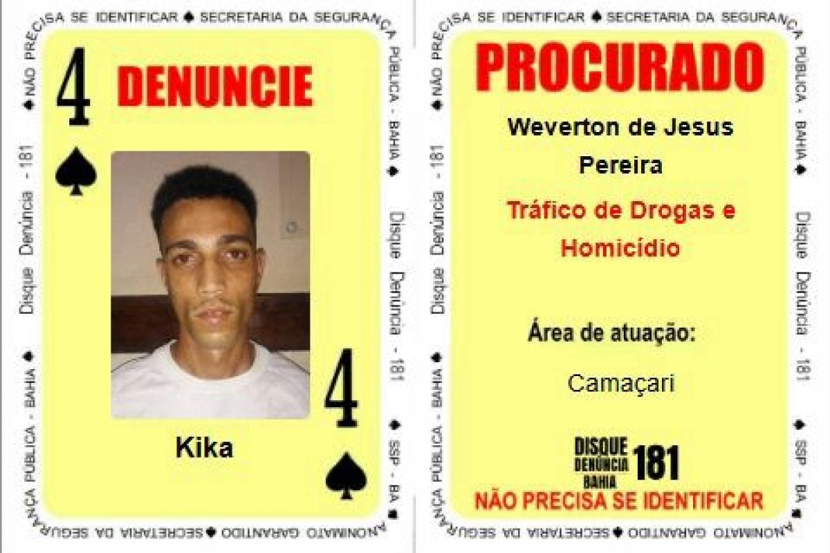 Baralho do Crime é atualizado com quatro nova cartas pelo Disque Denúncia da SSP