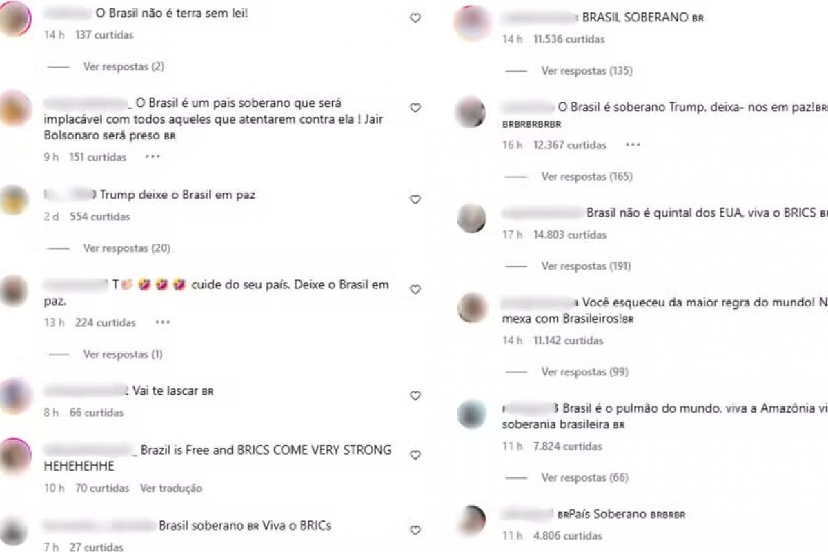 Tarifas de Trump contra o Brasil provocam enxurrada de críticas no Instagram