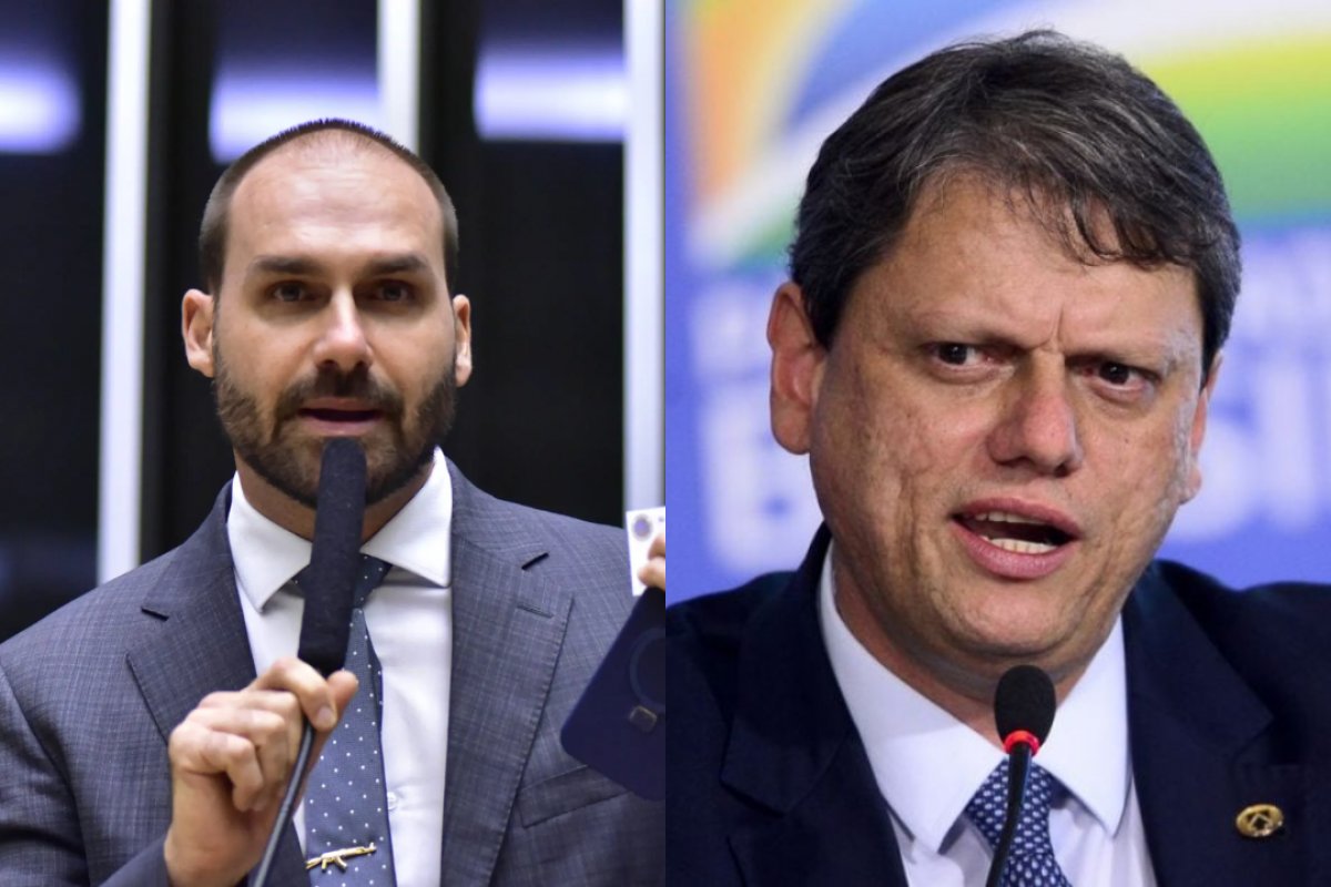 Eduardo Bolsonaro volta a criticar Tarcísio por diálogo com empresários sobre tarifaço de Trump: “subserviência servil às elites"