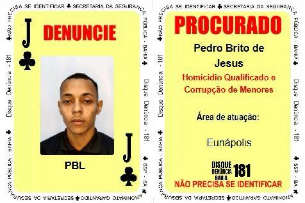 Novo Valete de Paus do Baralho do Crime é traficante autor de homicídios no Extremo Sul da Bahia