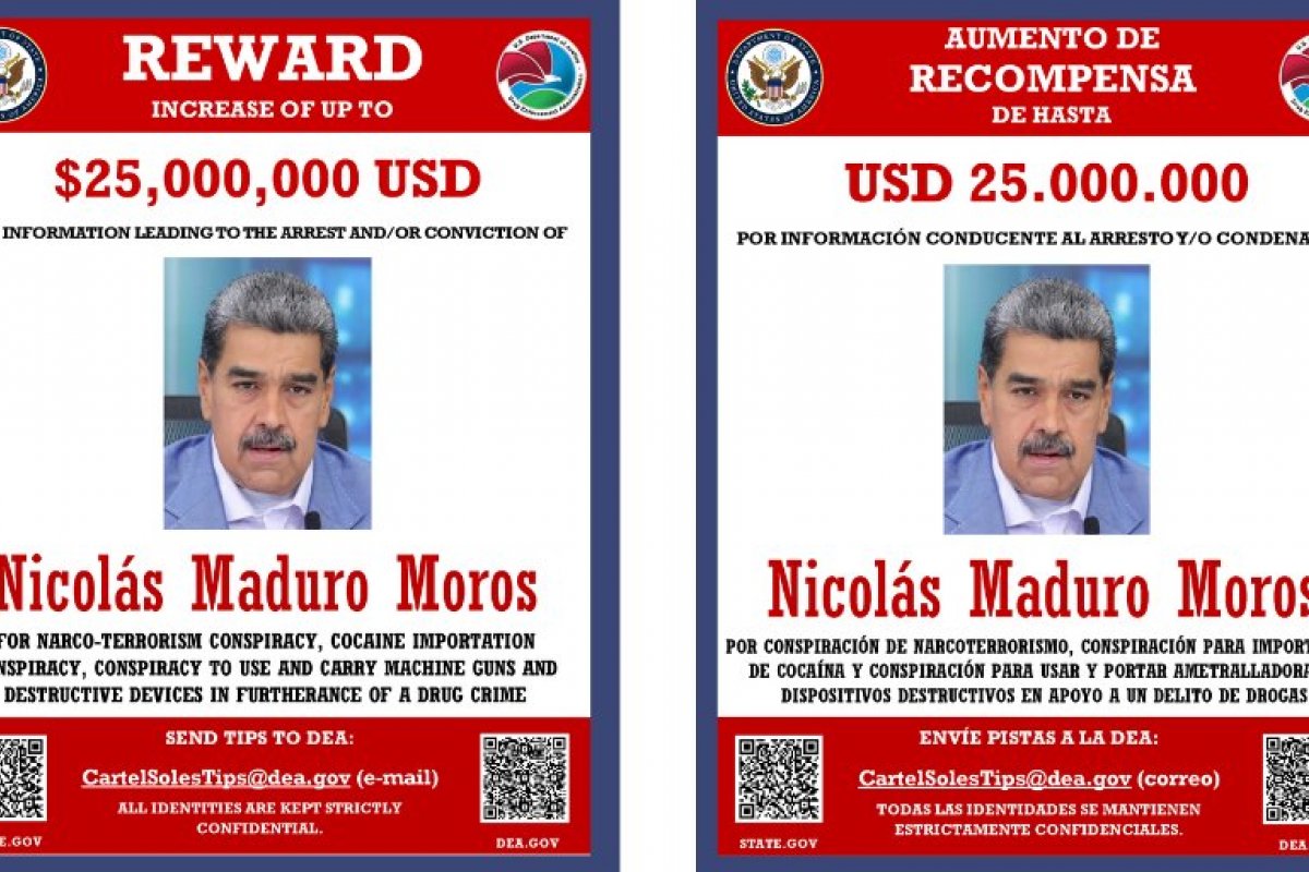 Recompensa de US$ 25 milhões é anunciada pelos EUA por informações que “levem à prisão ou condenação” de Nicolás Maduro