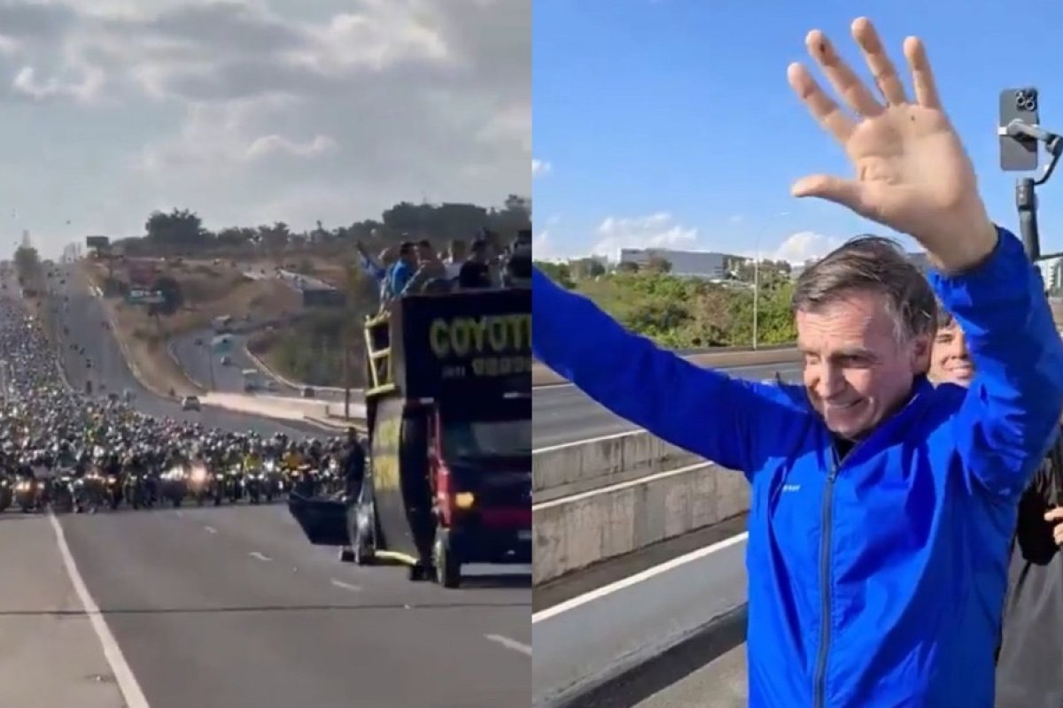 Vídeo: Bolsonaro participa de motociata em Brasília, mas não discursa