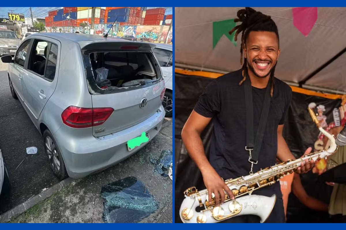 Músico do Olodum tem vidro de carro destruído e instrumentos musicais avaliados em R$ 10 mil roubados em Salvador 