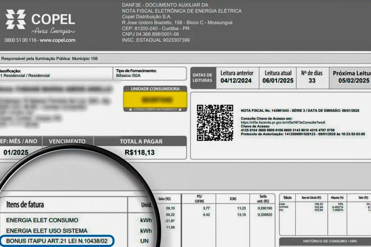 Conta de luz de agosto terá desconto com novo Bônus de Itaipu