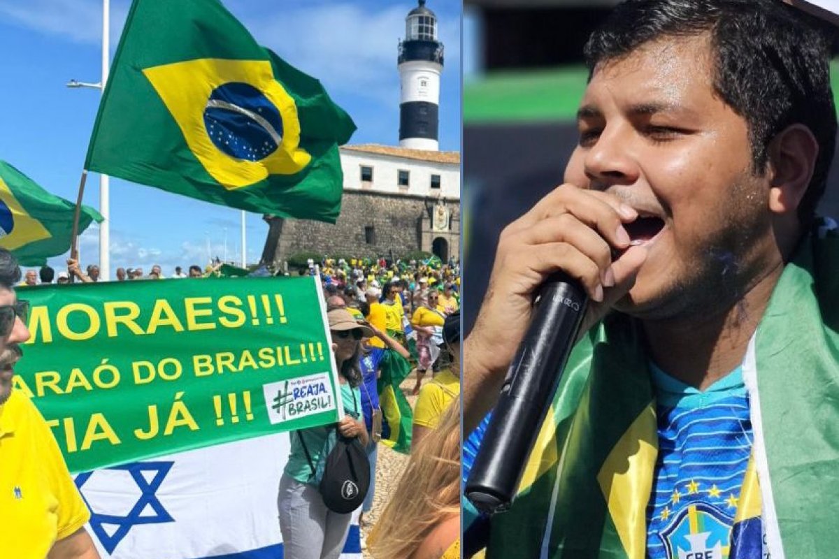 Vídeo: Aos gritos de ‘Fora, Moraes’, aliados de Bolsonaro protestam no Farol da Barra