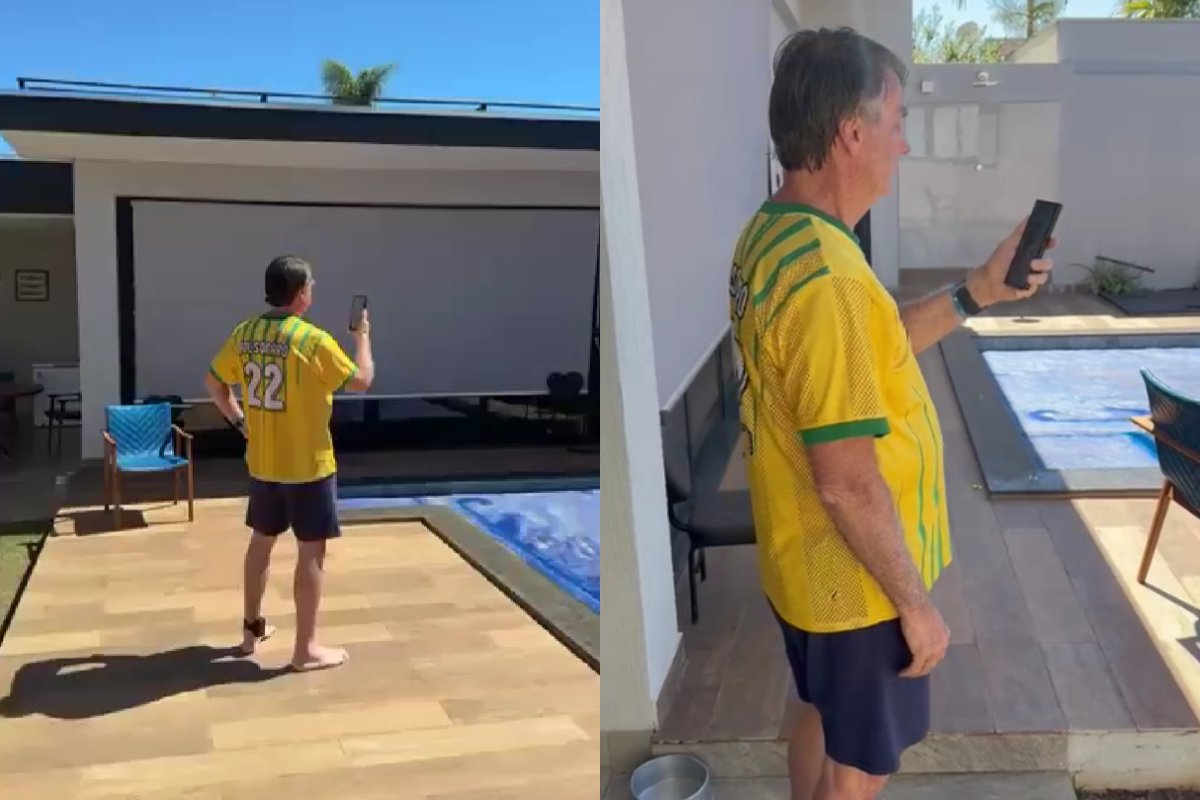 Vídeo: Com tornozeleira eletrônica, Bolsonaro acompanha manifestações de apoiadores por chamadas de vídeo