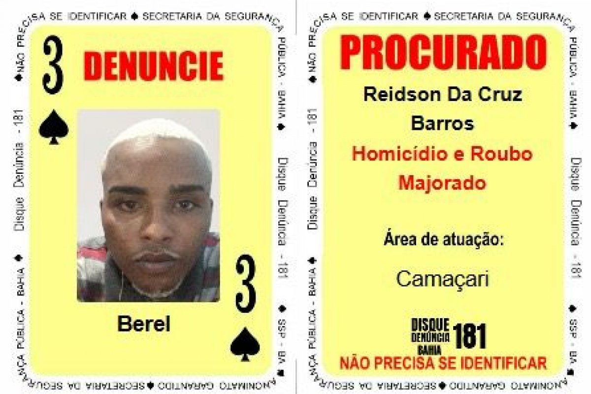Novo 3 de Espadas do Baralho da SSP é apontado como braço direito de líder de facção na Bahia