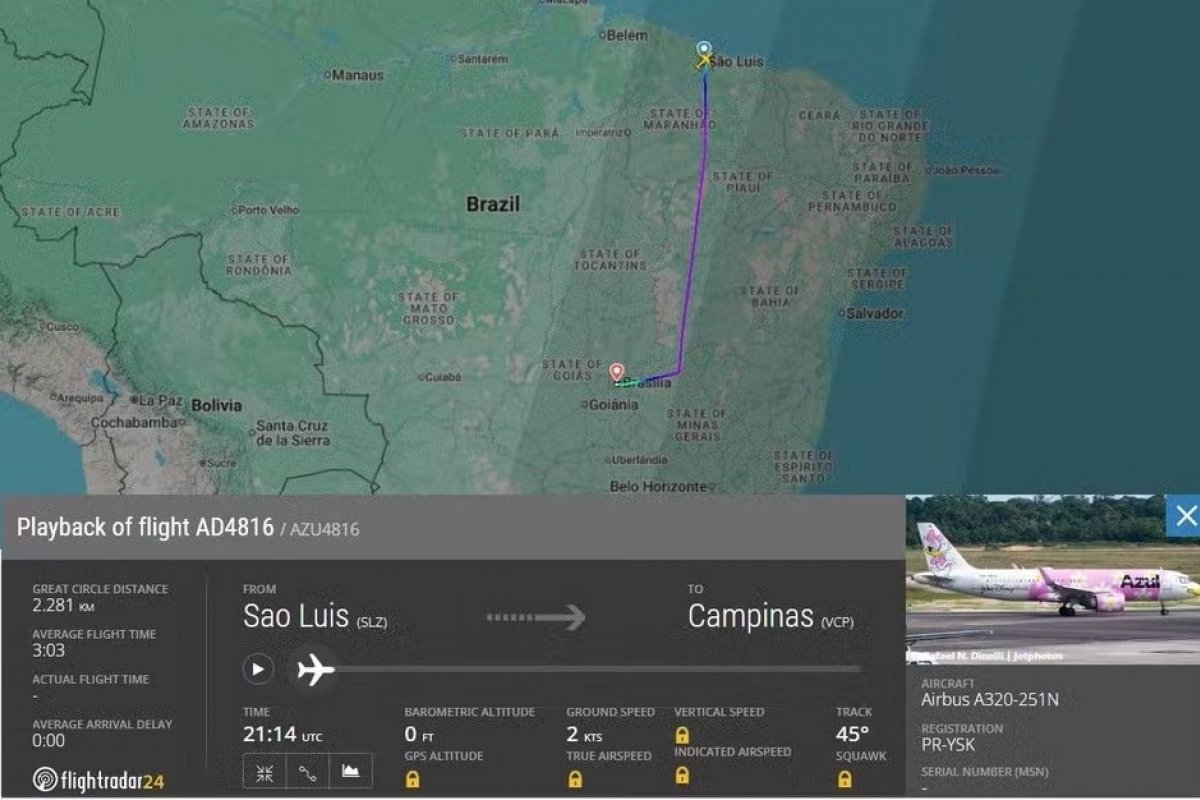 Avião faz pouso emergencial em Brasília após bilhete com ameaça de bomba; presença de explosivo é descartada pela PF