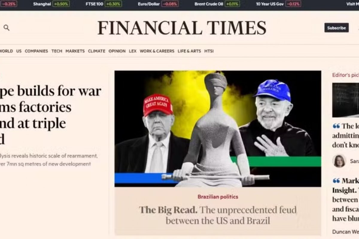 Tarifaço: Jornal britânico diz que impasse entre EUA e Brasil "pode se agravar facilmente"