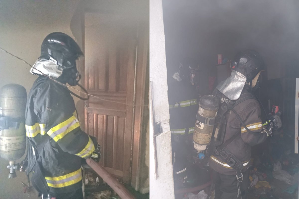 Bombeiros militares combatem incêndio em residência em Senhor do Bonfim