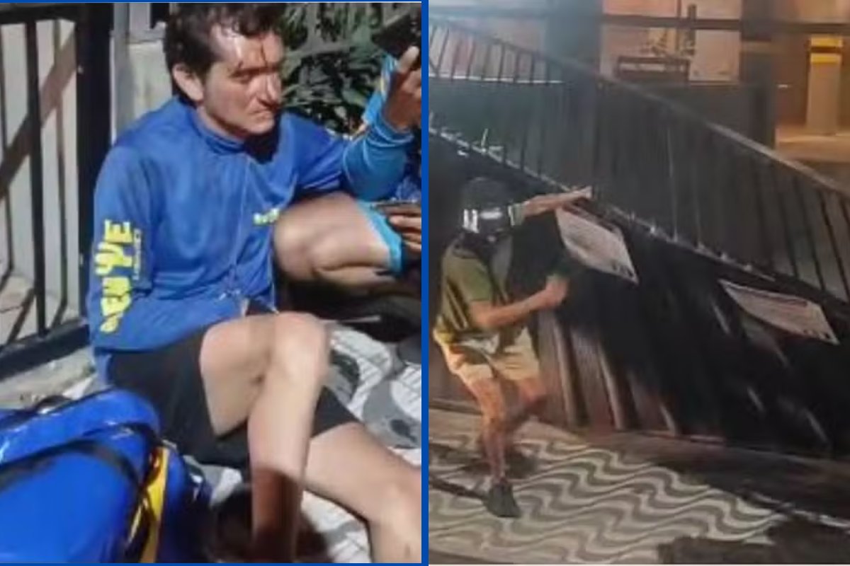 Vídeo: entregador é agredido por cliente em Fortaleza e colegas de trabalho destroem portão de edifício onde agressor mora