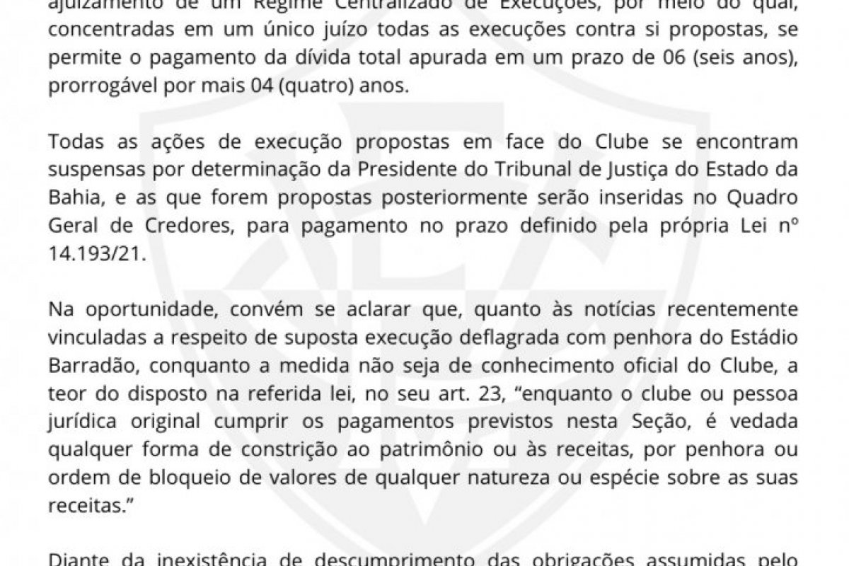 Após boato de venda do Barradão, Vitória divulga nota esclarecendo dívidas