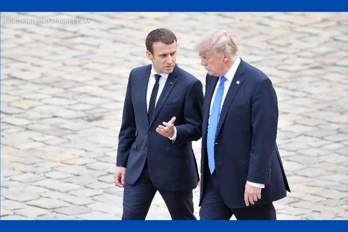 Trump é flagrado cochichando para Macron sobre relação com Putin: 'ele quer fazer um acordo por mim'