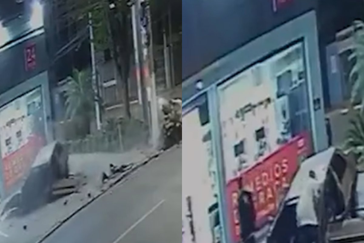 Vídeo: Motorista e passageiro saem andando de carro que se partiu ao meio após acidente