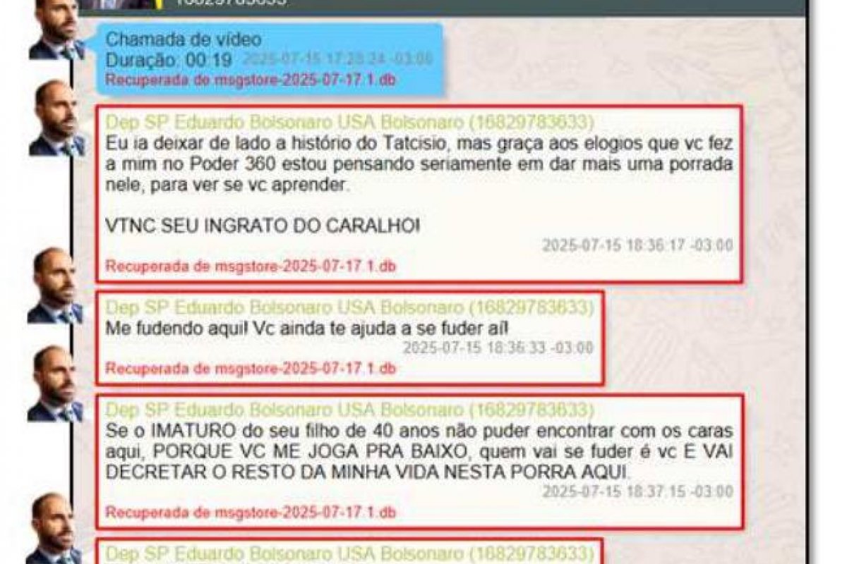 Eduardo xinga Jair Bolsonaro em mensagens: 'VTNC seu ingrato do caralho'