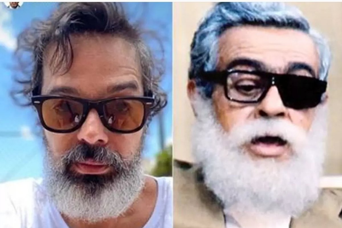 Bruno Mazzeo aparece de barba e é comparado a personagem de Chico Anysio