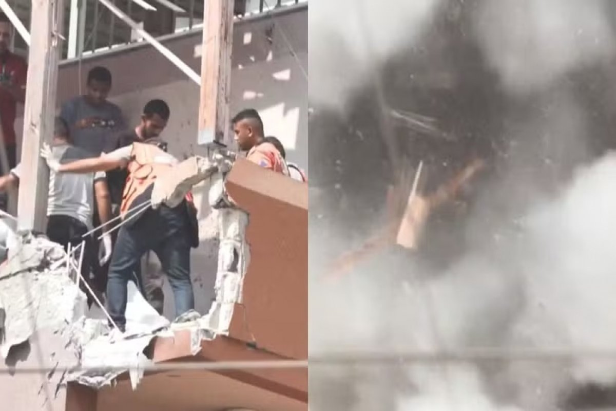 Vídeo: TV mostra momento em que Israel bombardeia hospital em Gaza; 20 morreram, entre eles 4 jornalistas