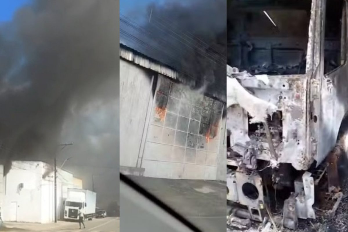 Incêndio destrói fábrica de estofados e caminhão no centro de Santo Antônio de Jesus