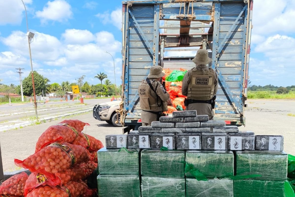 Mais de 500 kg de cocaína são apreendidos em caminhão que transportava cebolas na Bahia; motorista foi preso