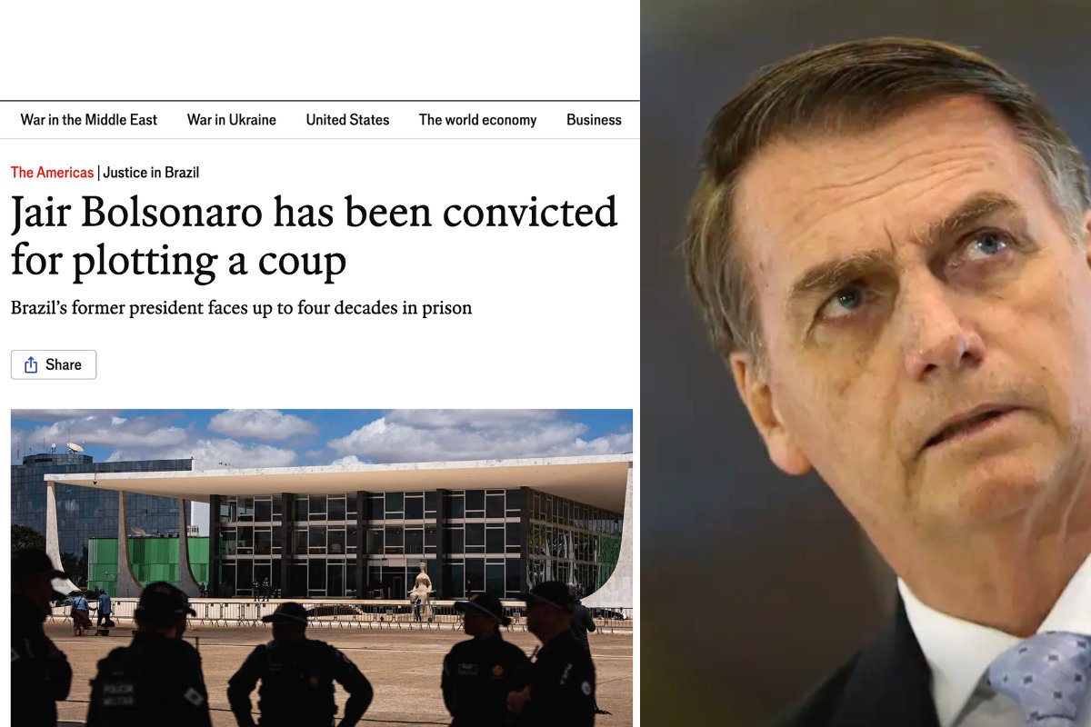 Imprensa internacional repercute condenação de Bolsonaro por trama golpista no STF