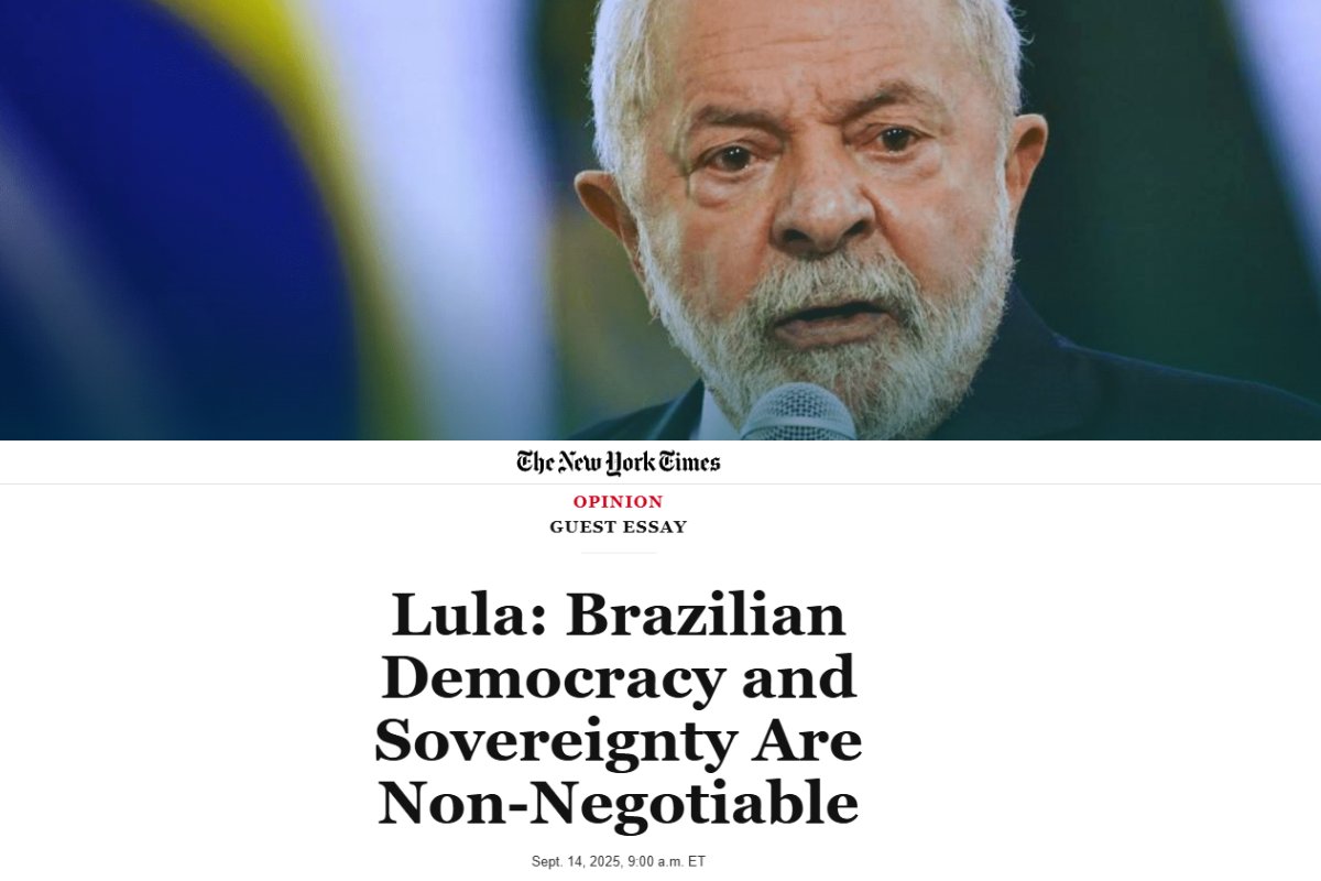 No The New York Times, Lula diz a Trump que Brasil está aberto a negociar, mas que soberania e democracia não estão em disputa