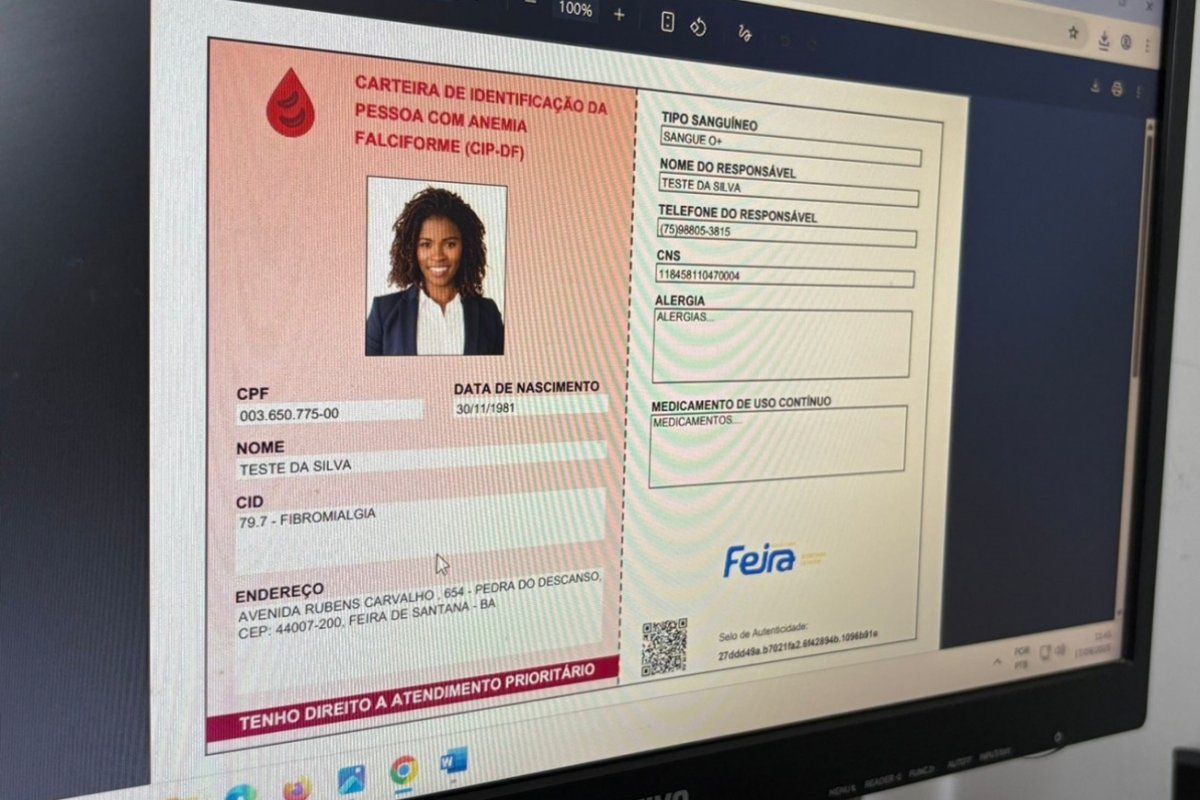 Feira de Santana passa a emitir carteira de identificação para pessoas com anemia falciforme