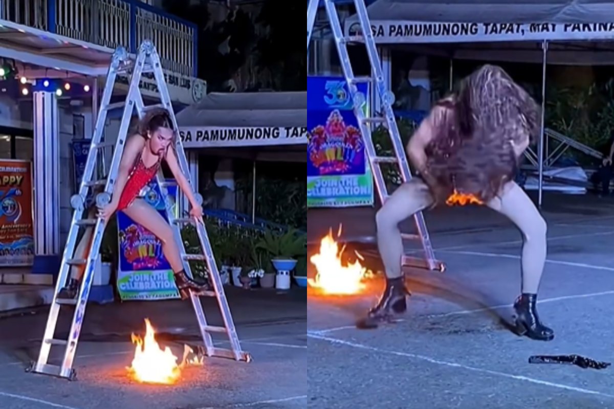 Vídeo: Artista faz manobra arriscada e figurino pega fogo durante apresentação