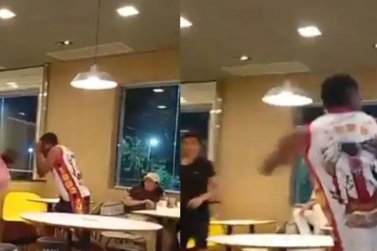 Vídeo: torcedores de Bahia, Vitória e Botafogo se envolvem em confusão em unidade do McDonald’s